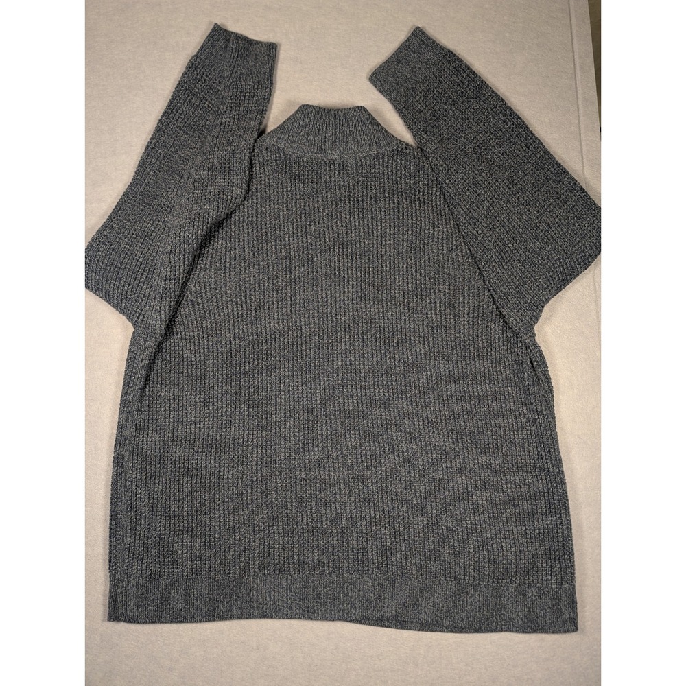 LL Bean Full Zip Sweater Mens XXL Blue Organic Cotton Knit Mock Neck Excellent - Picture 3 of 7